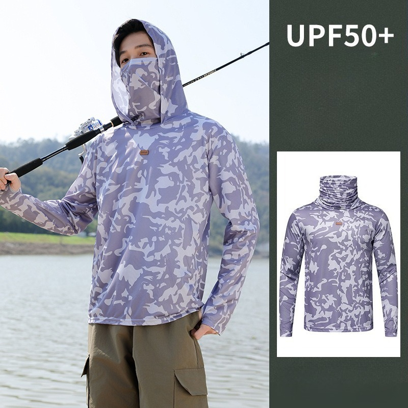 Fishing Shirt Hooded Men Sunsc - Fishing Shirt Uv Protection 评论和价格