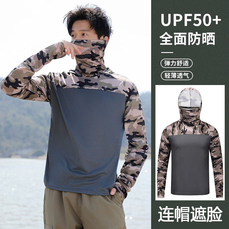 Fishing Shirt Hooded Men Sunsc - Fishing Shirt Uv Protection 评论和价格