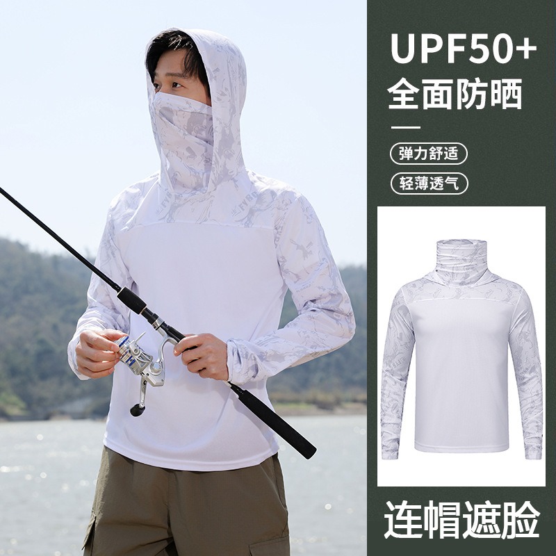 Fishing Shirt Hooded Men Sunsc - Fishing Shirt Uv Protection 评论和价格