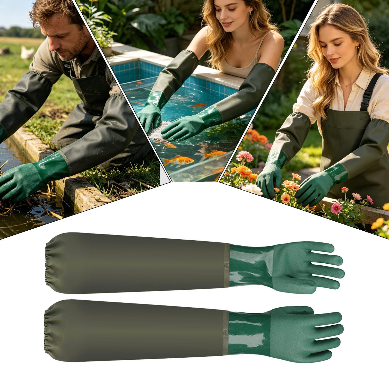 Waterproof Rubber Gloves Long  - Fishing Gloves 评论和价格