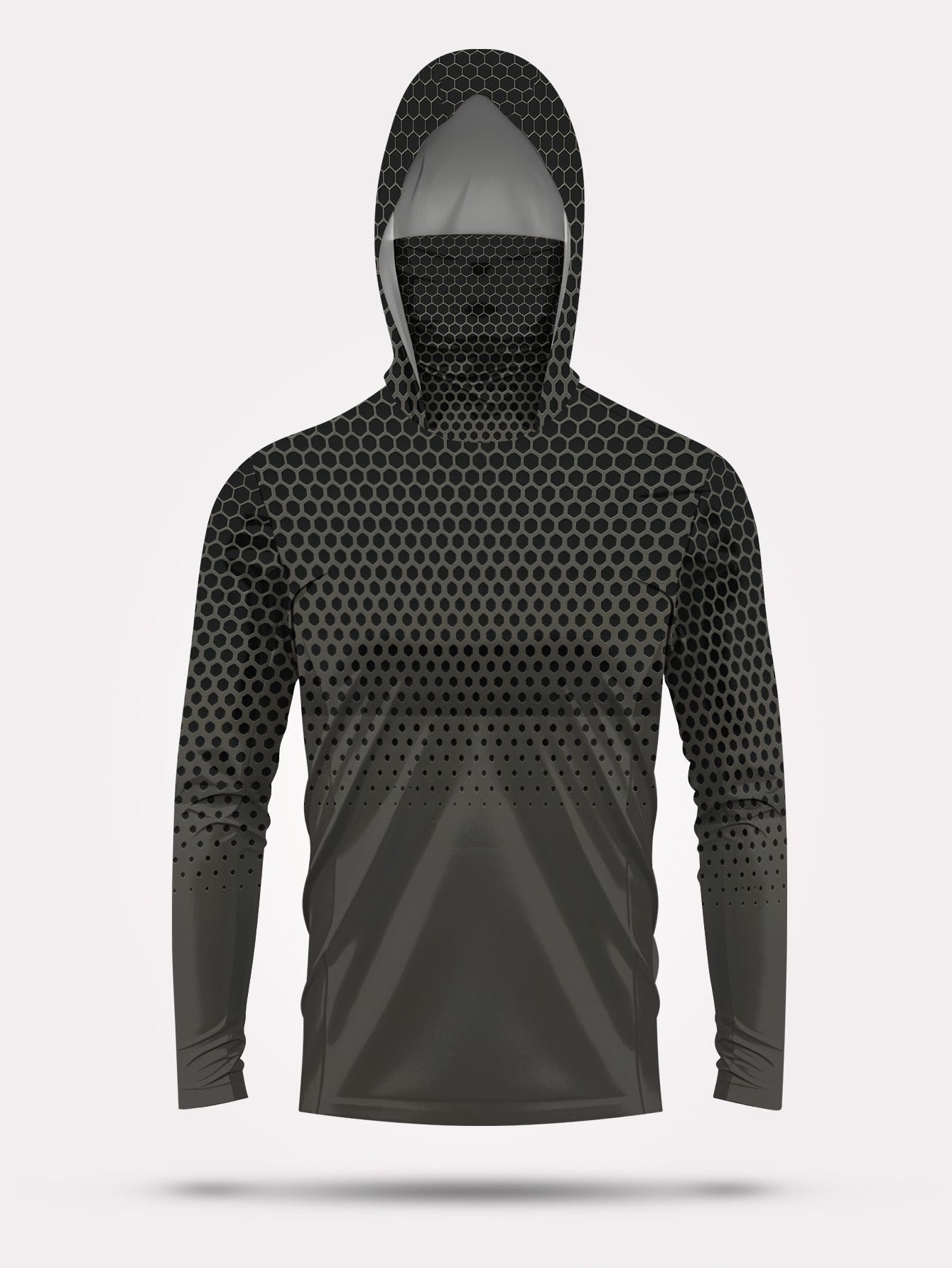 Grey Gradient Honeycomb Men Fi - Fishing Hoodie 评论和价格