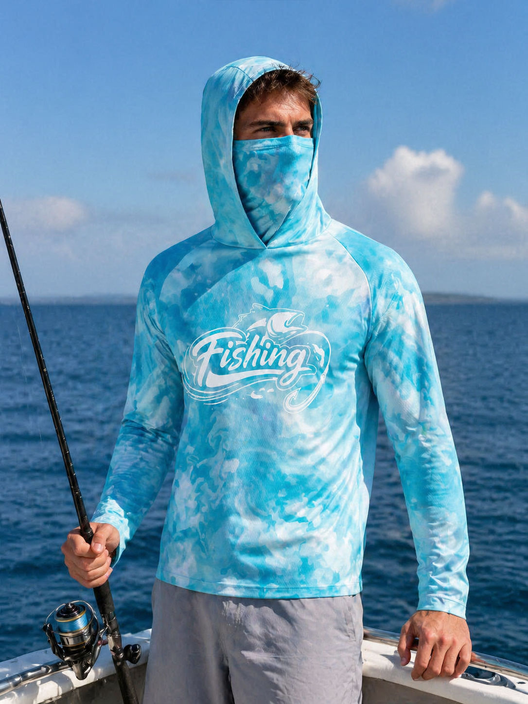 Fishing Shirt Hooded Men Fishi - Fishing Mask Sun Protection 评论和价格