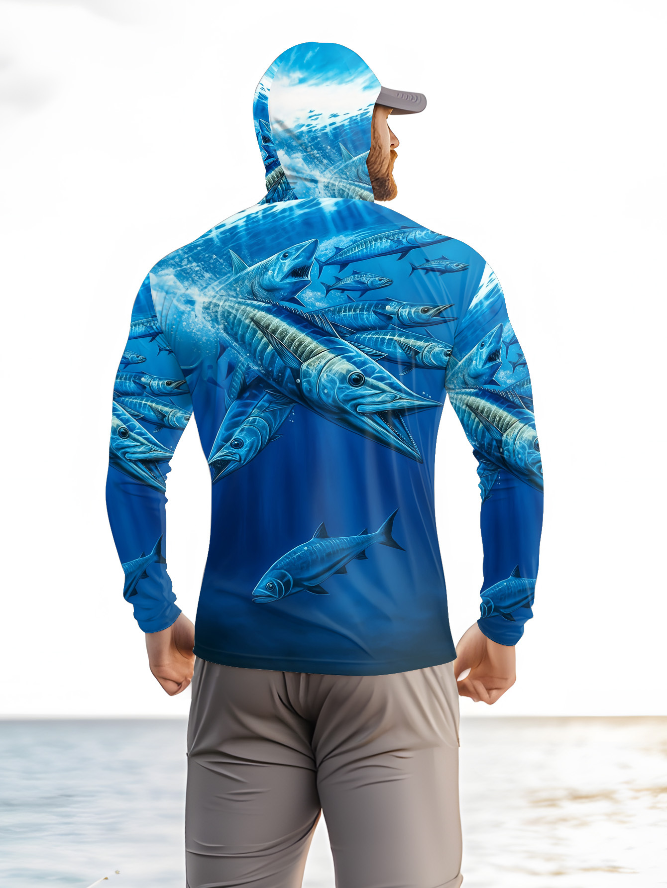 Men Hood Fishing Shirt long sl - Fishing Shirt Uv Protection 评论和价格